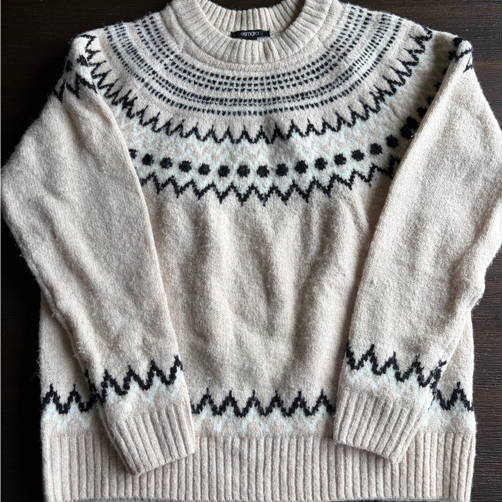Esmara Cream Fair Isle Crewneck Sweater